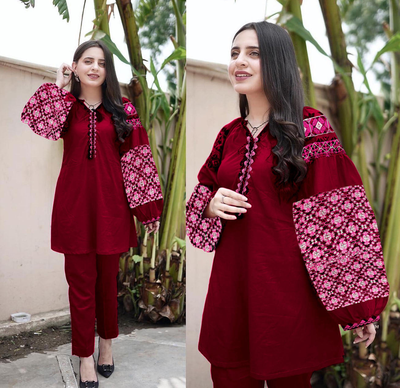 Heavy Sleeves Embroidered 2PC Suit | Elegant Designer Wear